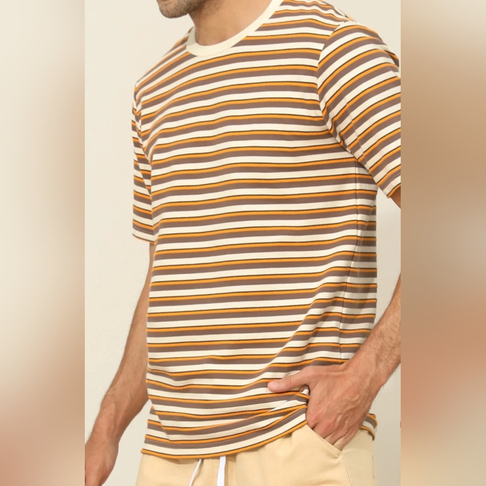 👕Men's Beotyshow Texture Stripe Short Sleeve T-Shirt